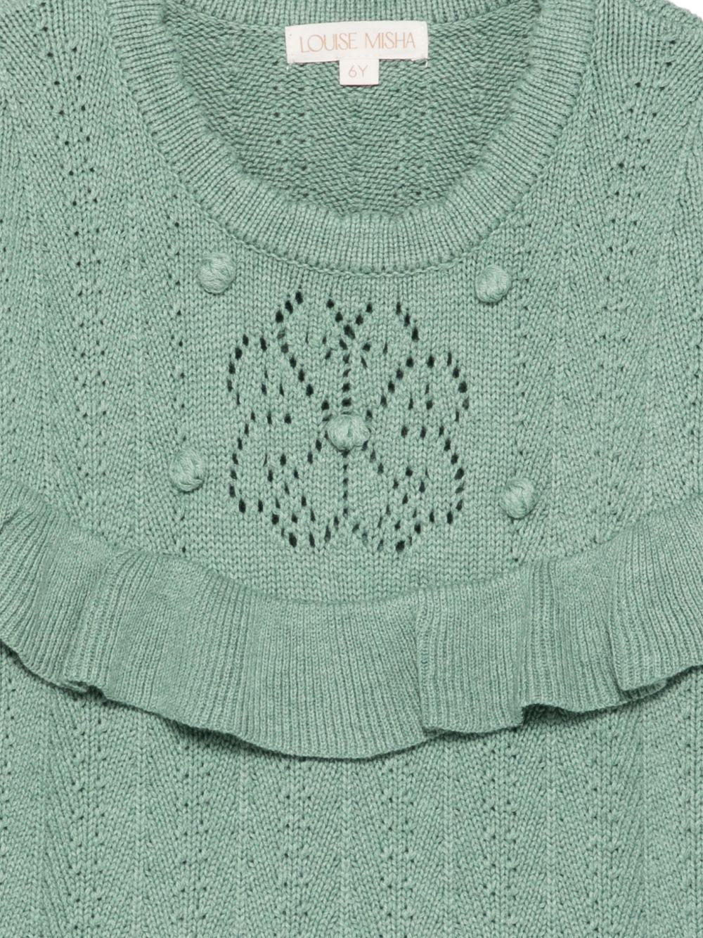 Maglione per bambina Louise Misha Kids verde con lavorazione pointelle GRC-W26-J0151 LICHEN LOUISE MISHA KIDS