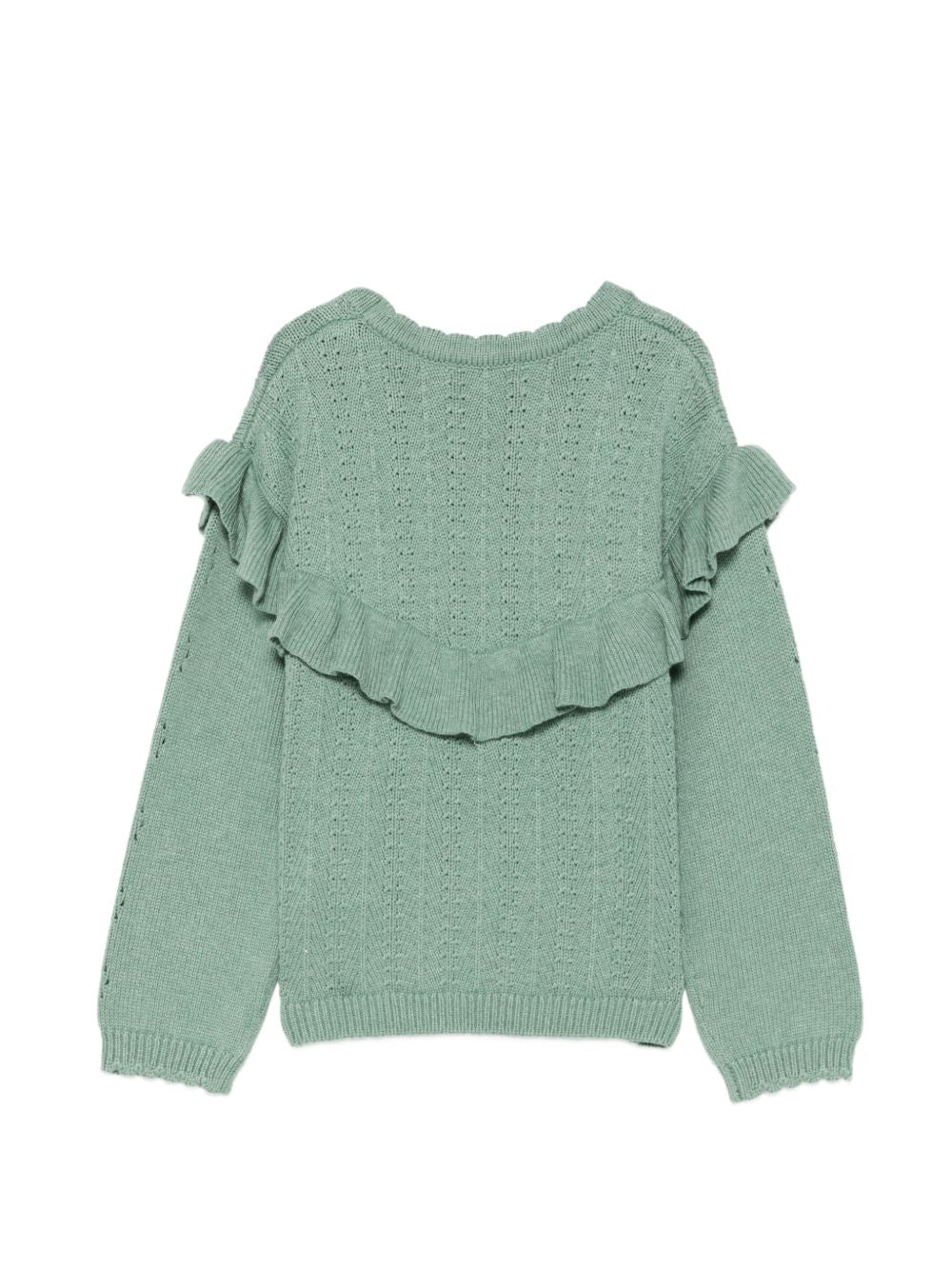Maglione per bambina Louise Misha Kids verde con lavorazione pointelle GRC-W26-J0151 LICHEN LOUISE MISHA KIDS