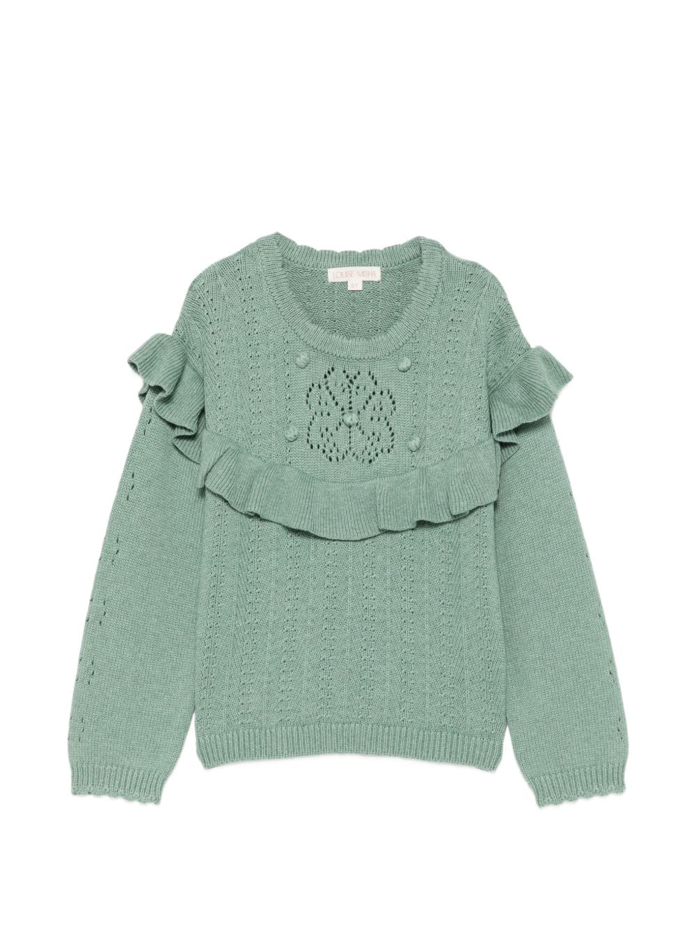 Maglione per bambina Louise Misha Kids verde con lavorazione pointelle GRC-W26-J0151 LICHEN LOUISE MISHA KIDS