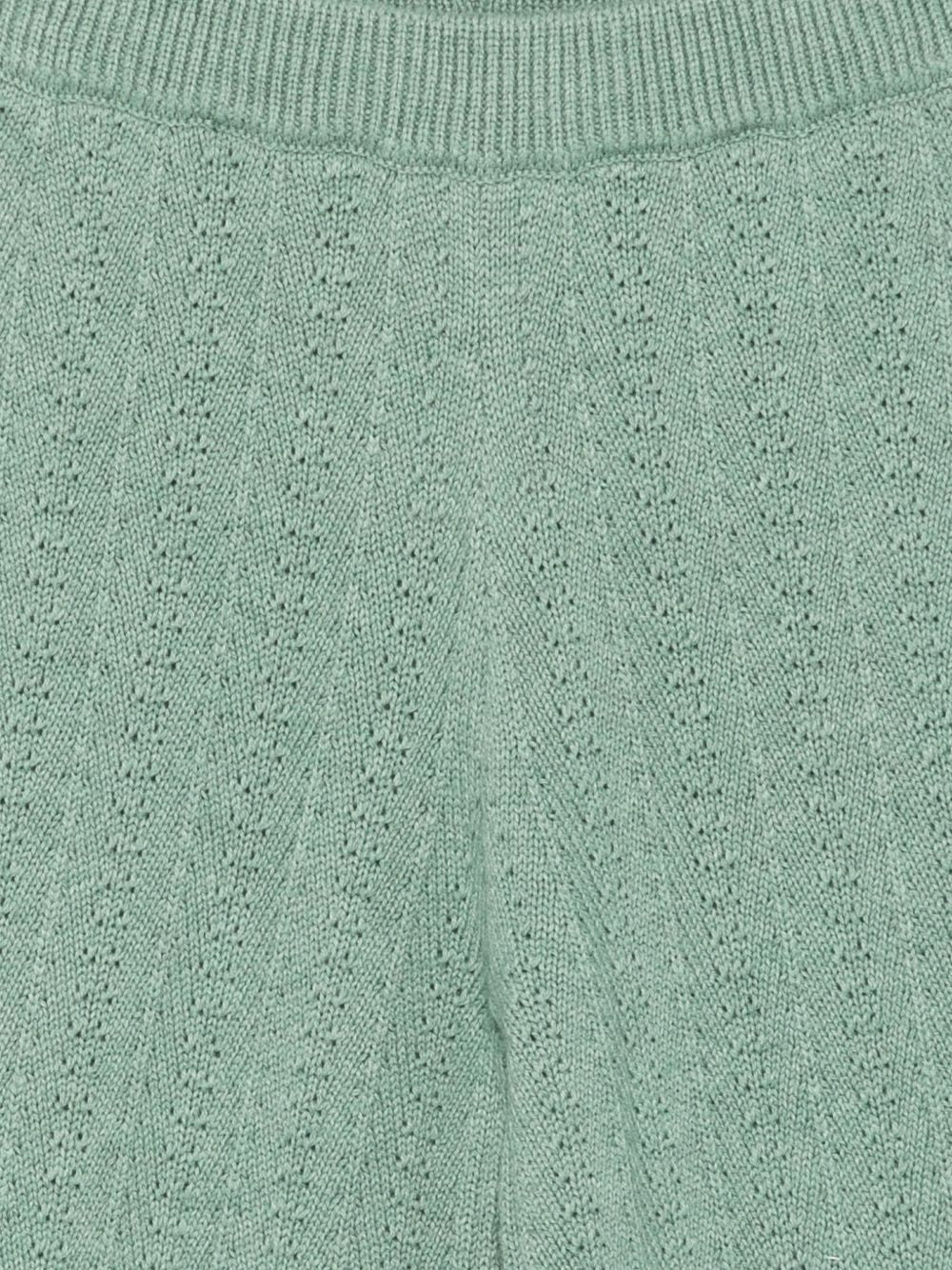 Pantaloni per bambina Louise Misha Kids verde con lavorazione in pointelle GRC-W26-P0106 LICHEN LOUISE MISHA KIDS