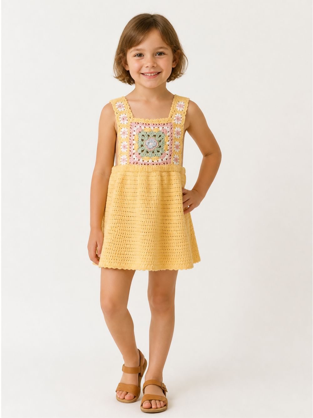 Abito per bambina Louise Misha Kids giallo con ricamo floreale GRC-W26-S0090 HONEY LOUISE MISHA KIDS
