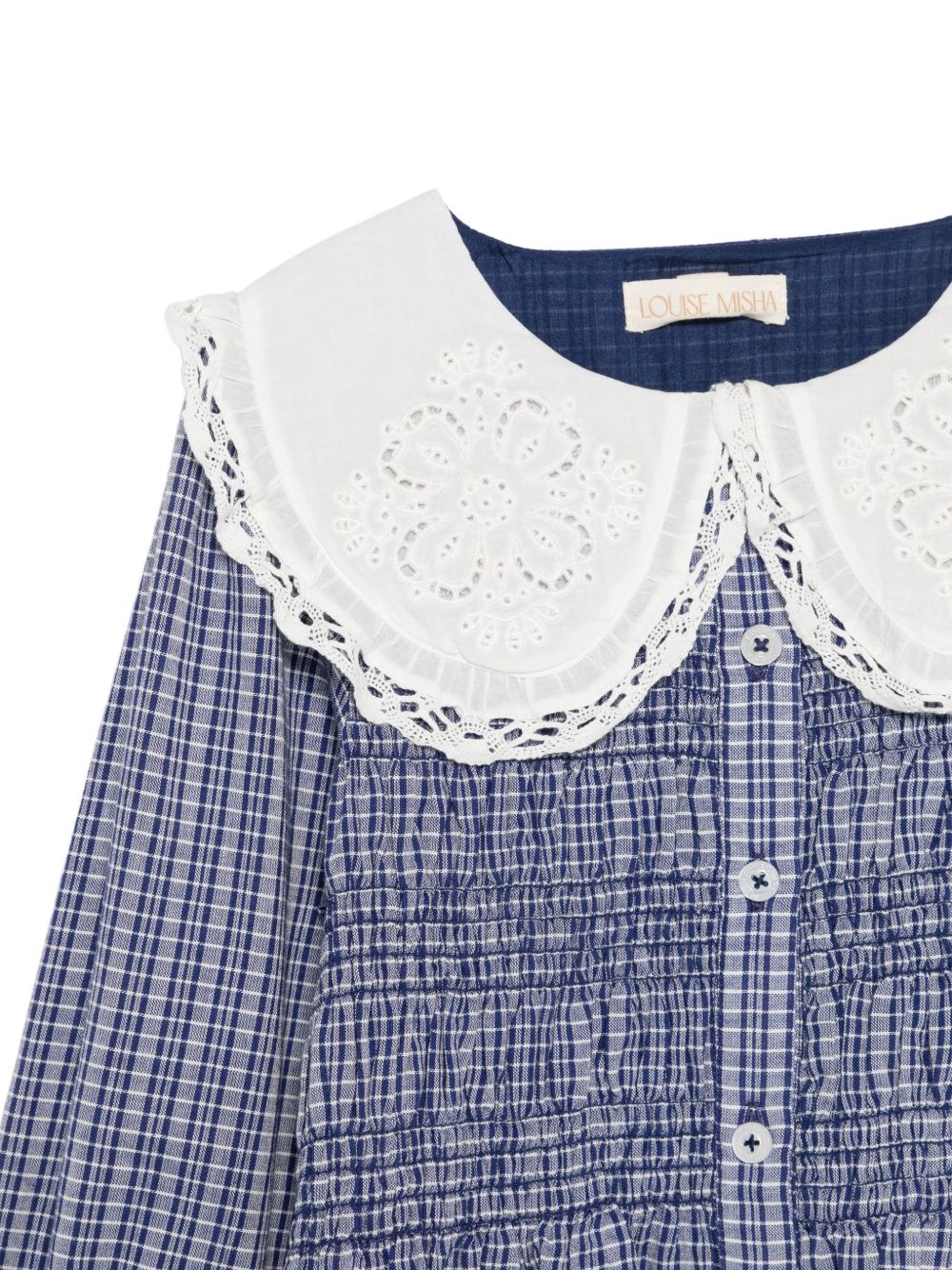 Camicia per bambina Louise Misha Kids blu con motivo a quadretti GRI-W26-B0018 INDIGO LOUISE MISHA KIDS