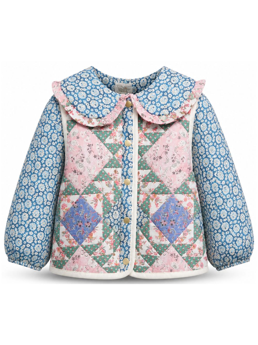 Giubbino per bambina Louise Misha Kids blu con design patchwork GRI-W26-J0307 NAVY LOUISE MISHA KIDS