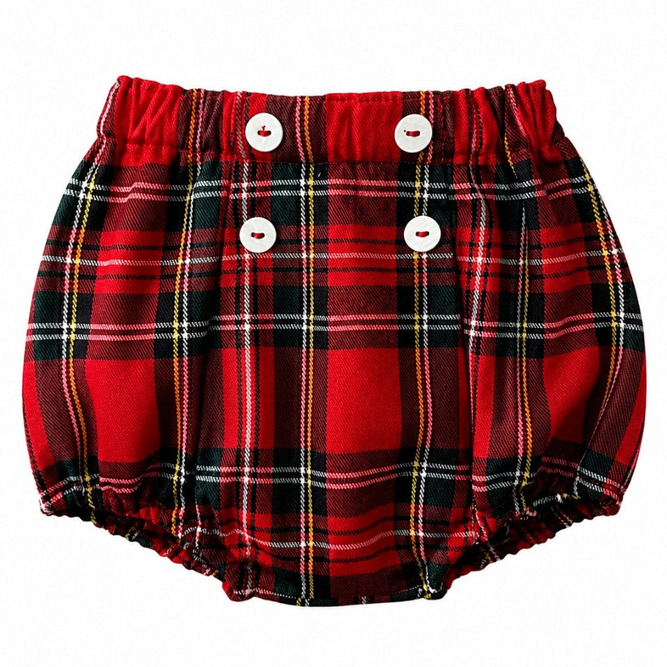 Shorts per neonata Mariella Ferrari rosso con motivo tartan PGB2 060 TARTAN MARIELLA FERRARI KIDS