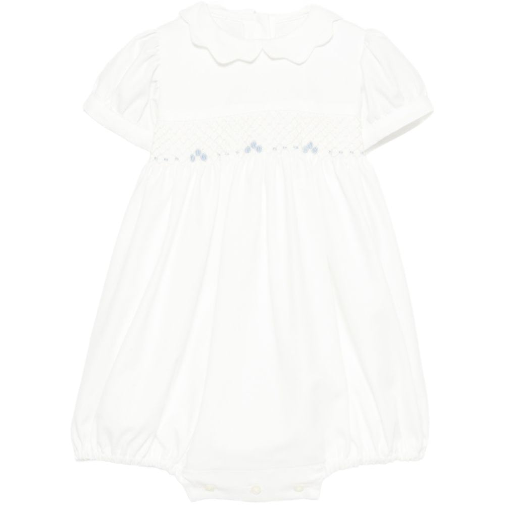 Tutina per neonata Mariella Ferrari bianca con inserto punto smock PGD4 004 796 MARIELLA FERRARI KIDS