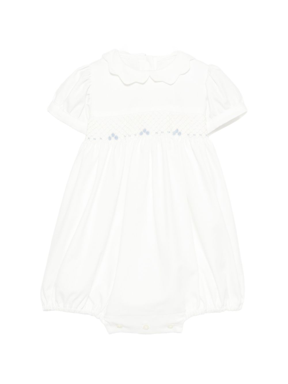 Tutina per neonata Mariella Ferrari bianca con inserto punto smock PGD4 004 796 MARIELLA FERRARI KIDS
