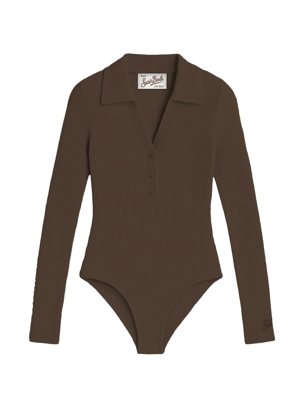 Body per donna MC2 St. Barth marrone con colletto stile polo AES0001 00040M MC2 ST. BARTH