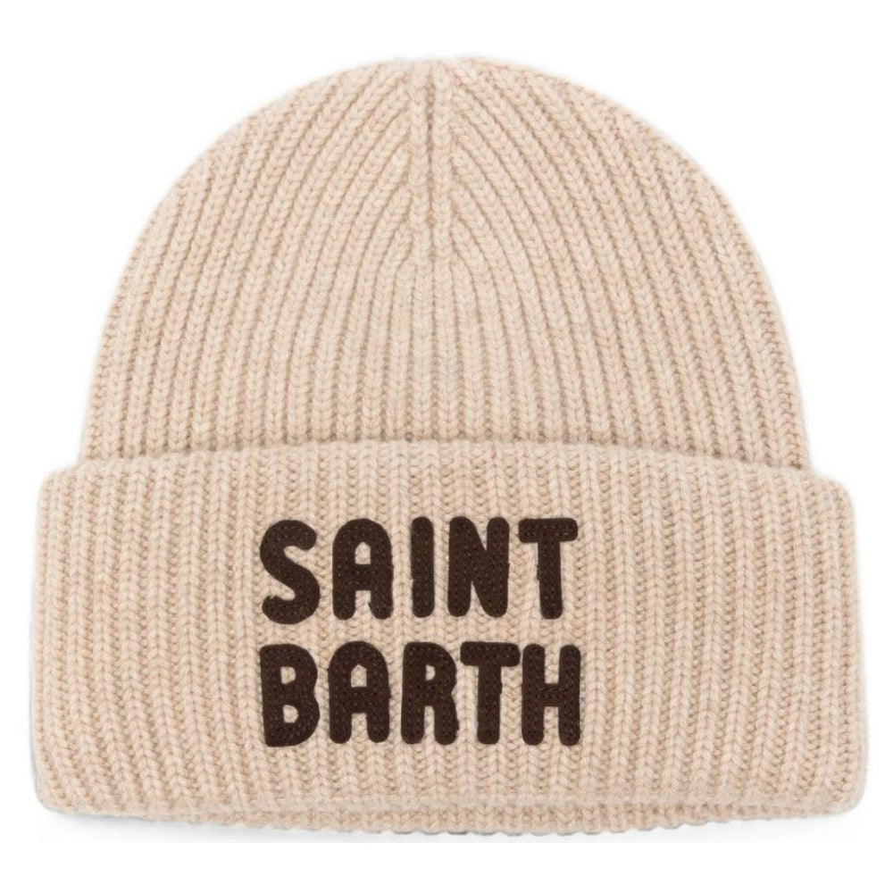 Berretto a coste MC2 Saint Barth Kids beige con logo ricamato sul davanti BRR0003 03399M MC2 ST. BARTH