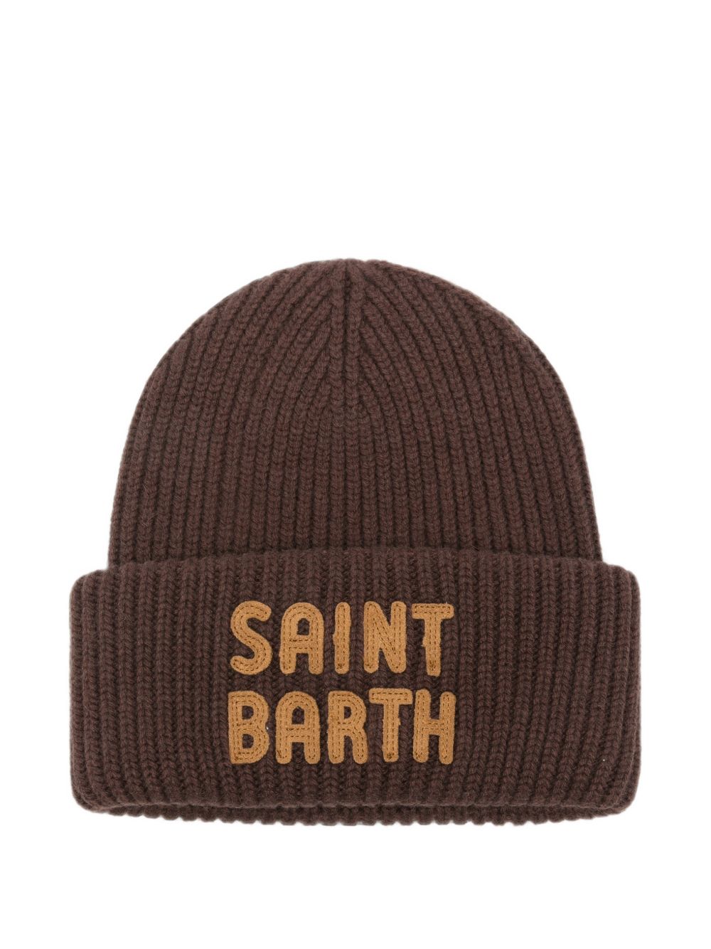 Berretto a coste MC2 Saint Barth marrone scuro con logo ricamato sul davanti BRR0003 03401M MC2 ST. BARTH
