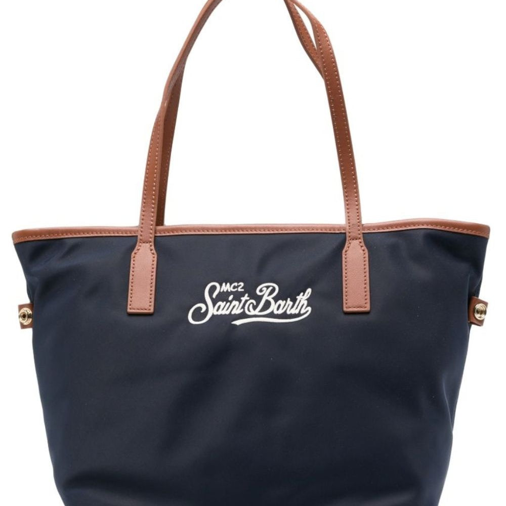 Borsa City Bag Midi MC2 St. Barth blu con logo ricamato sul davanti CB0004 00165M MC2 ST. BARTH KIDS