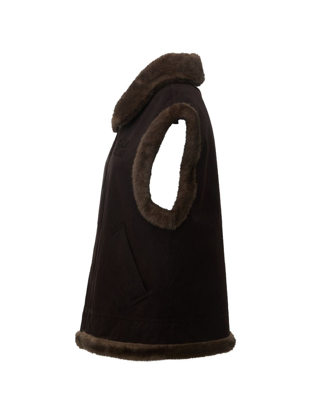 Gilet Hesket per donna MC2 St. Barth marrone con finiture in eco-pelliccia HES004 01000M MC2 ST. BARTH