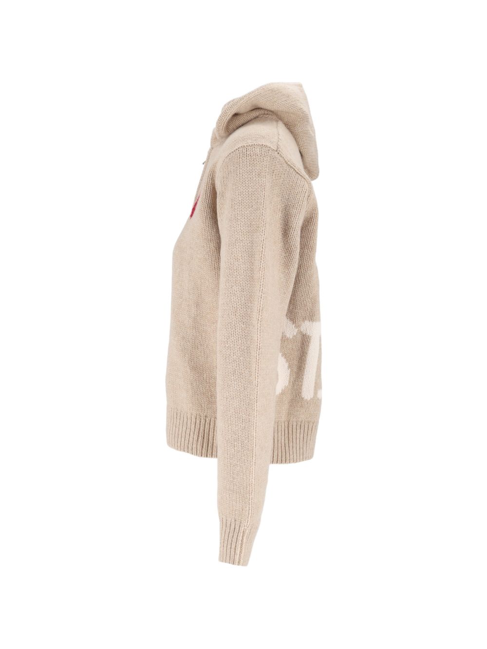 Felpa Kyla con zip MC2 Saint Barth Kids beige con motivo a cuore sul davanti KYLA005 00251M MC2 ST. BARTH