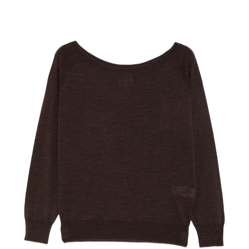 Maglione per donna MC2 St. Barth marrone con scollo a barca NTY0001 00040M MC2 ST. BARTH