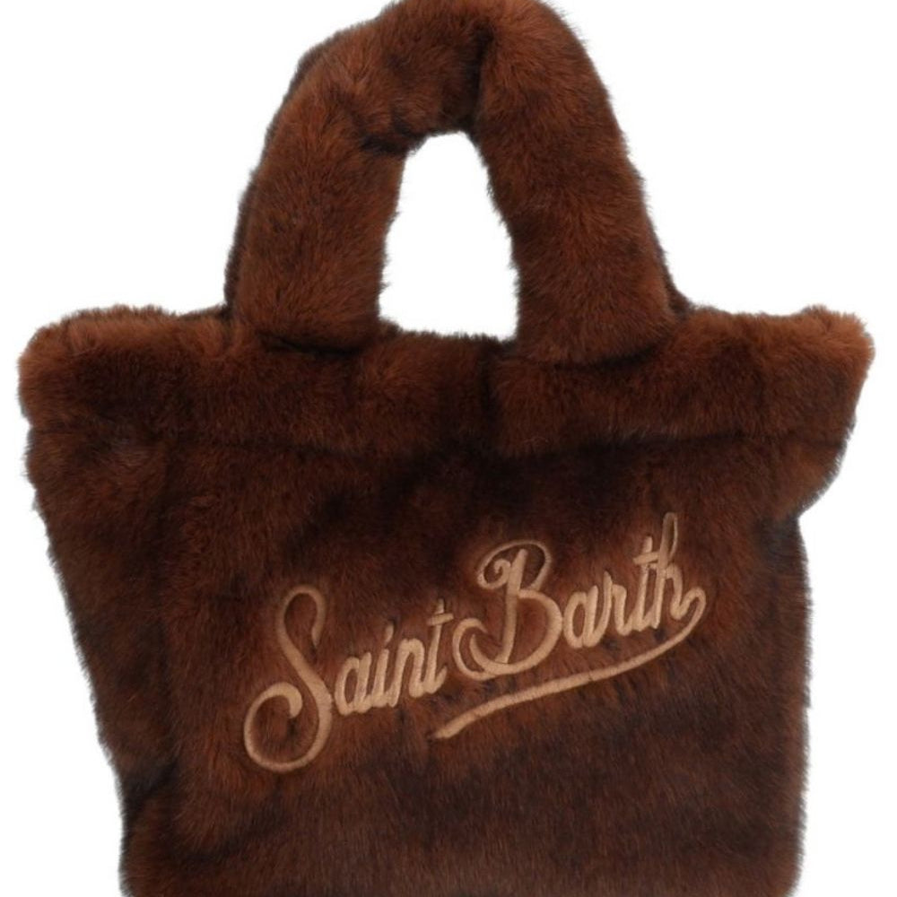 Borsa Vanity Mini Soft Fur MC2 St Barth marrone con trama in ecopelliccia VAMI021 00217M MC2 ST. BARTH KIDS