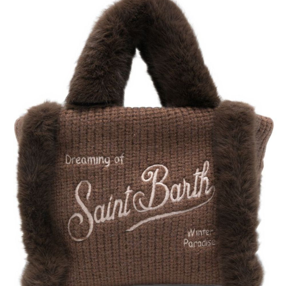 Borsa Minini Vanity per bambina MC2 Saint Barth Kids marrone con finta pelliccia VAMI022 04000M MC2 ST. BARTH KIDS