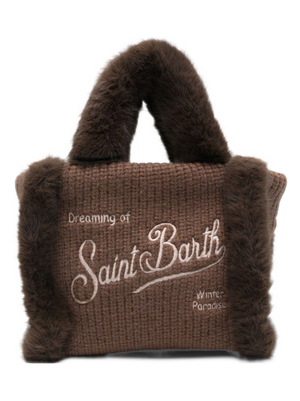 Borsa Minini Vanity per bambina MC2 Saint Barth Kids marrone con finta pelliccia VAMI022 04000M MC2 ST. BARTH KIDS
