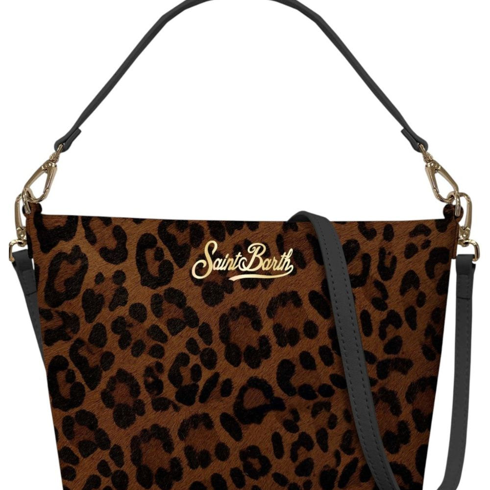 Borsa a spalla Aline MC2 Saint Barth marrone con stampa animalier leopardata ALI0034 00101M MC2 ST. BARTH KIDS