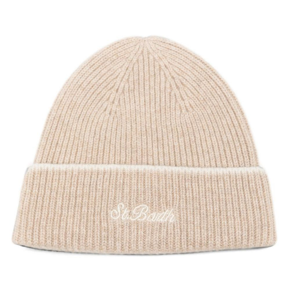 Berretto per bambino MC2 Saint Barth Kids beige con logo ricamato sul davanti ASTO002 00027M MC2 ST. BARTH KIDS