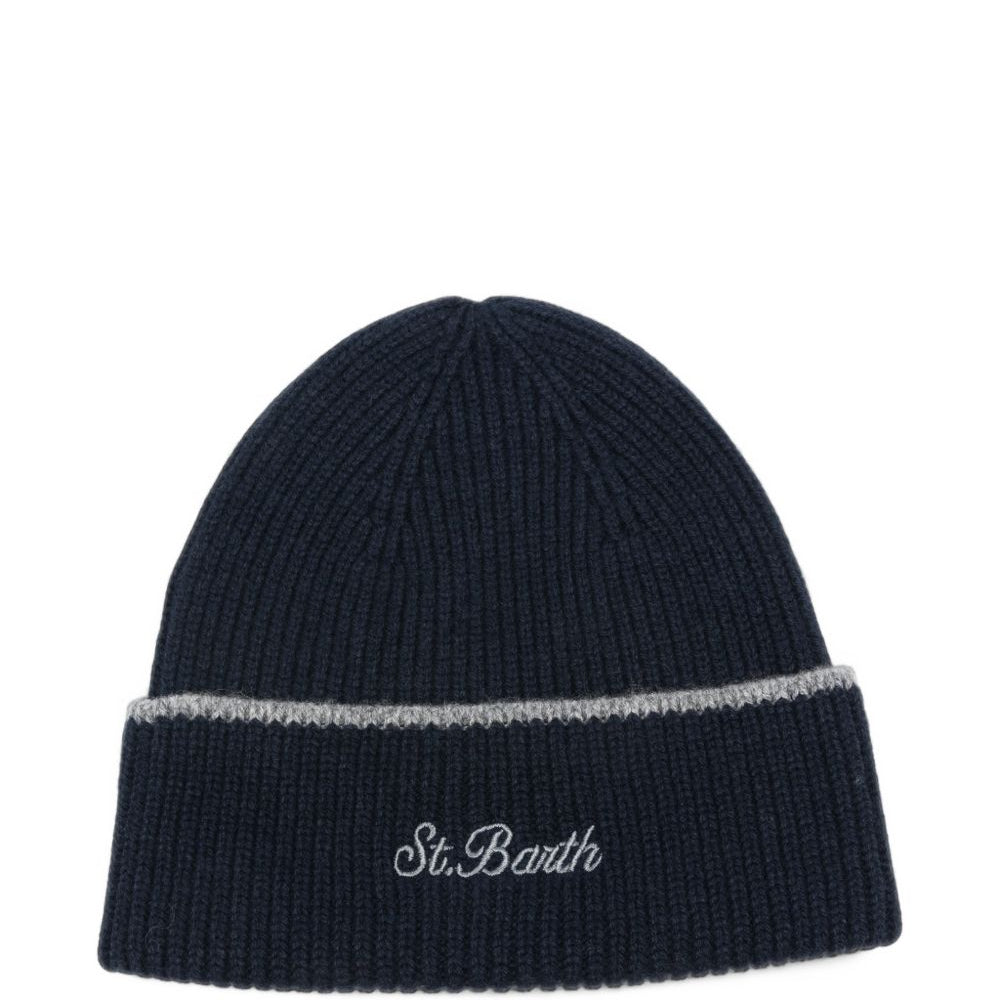 Berretto per bambino MC2 Saint Barth Kids blu navy con logo ricamato sul davanti ASTO002 00029M MC2 ST. BARTH KIDS