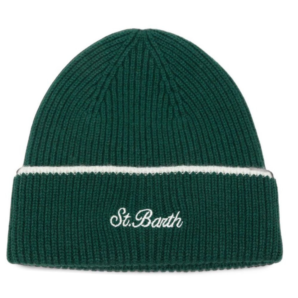 Berretto per bambino MC2 Saint Barth Kids verde con logo ricamato sul davanti ASTO002 00055M MC2 ST. BARTH KIDS