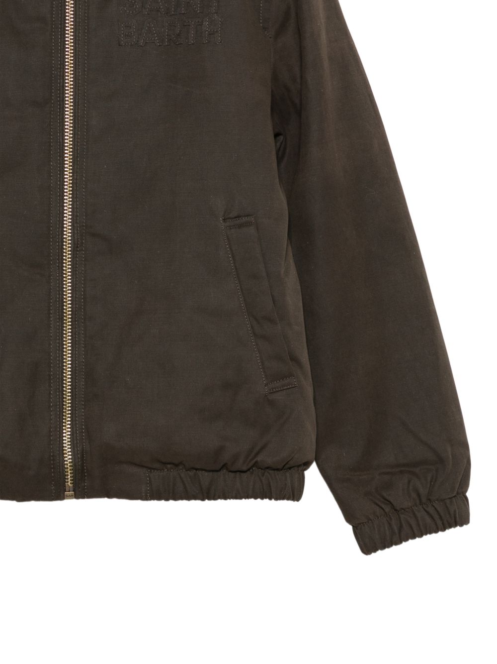 Giubbino per bambino MC2 Saint Barth Kids verde militare con colletto a coste BIRD004 00034M MC2 ST. BARTH KIDS