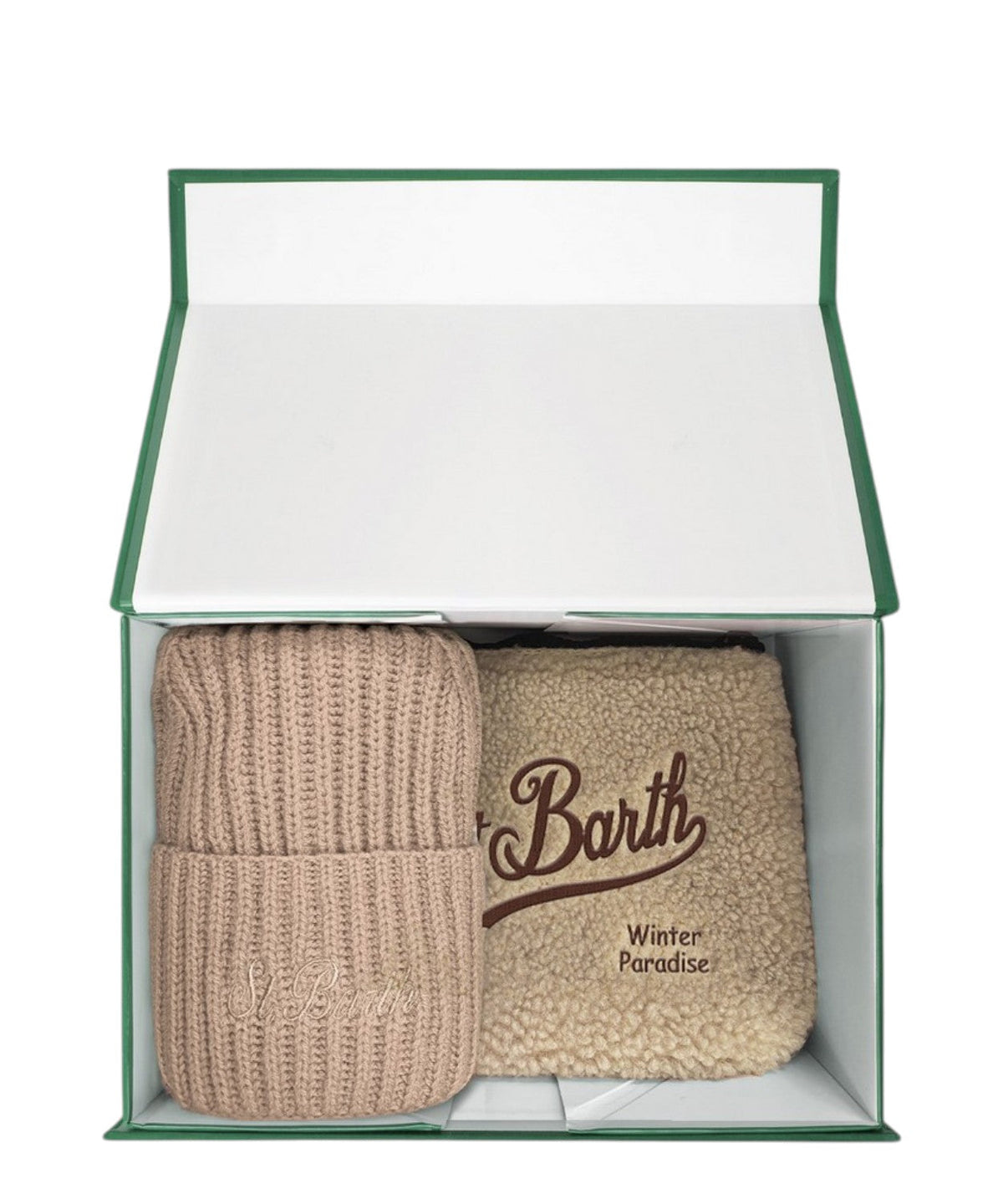 Christmas Box Cappello e Aline MC2 St. Barth beige con logo ricamato sul davanti BOX0049 04512M MC2 ST. BARTH KIDS