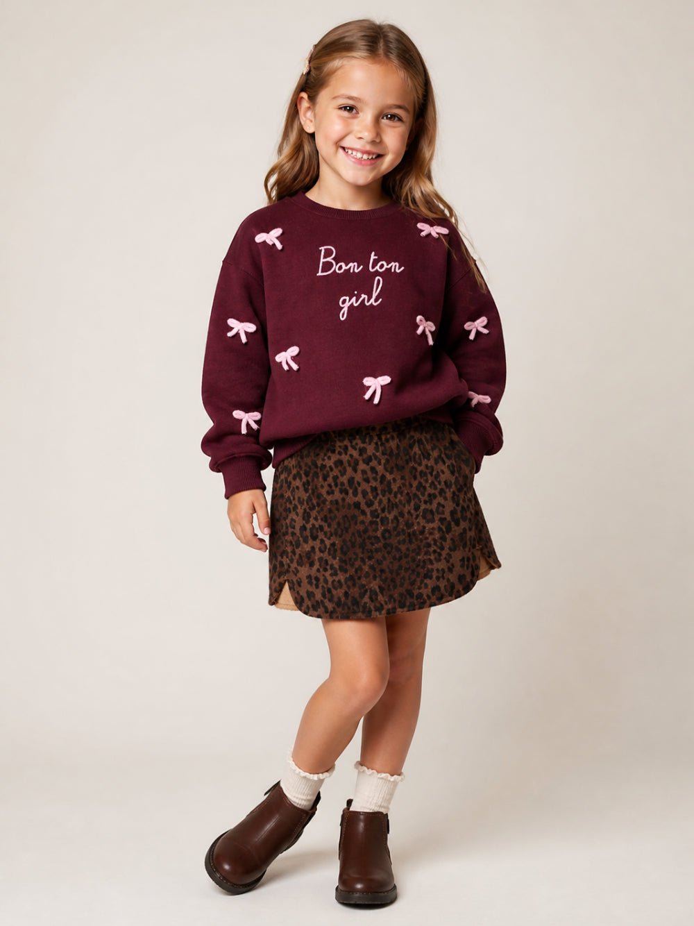Felpa per bambina MC2 Saint Barth Kids rossa con dettagli fiocchetti in rilievo BRN0002 02048M MC2 ST. BARTH KIDS