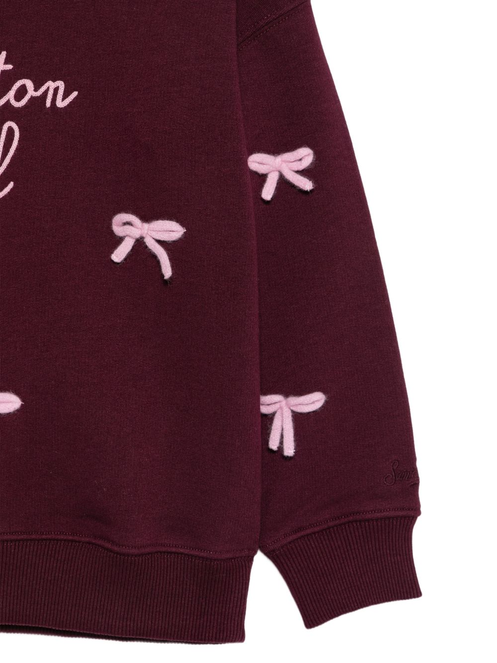 Felpa per bambina MC2 Saint Barth Kids rossa con dettagli fiocchetti in rilievo BRN0002 02048M MC2 ST. BARTH KIDS