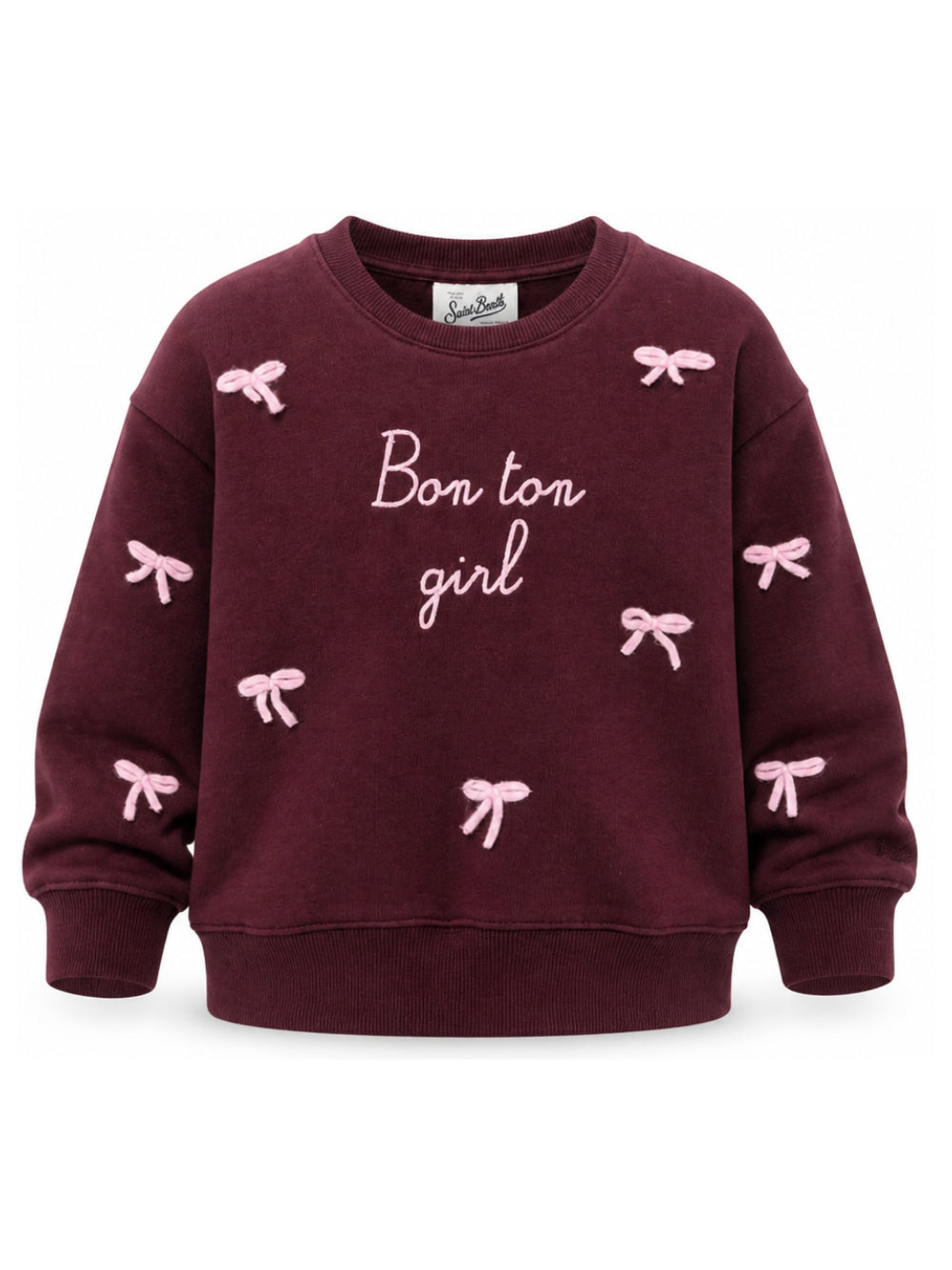 Felpa per bambina MC2 Saint Barth Kids rossa con dettagli fiocchetti in rilievo BRN0002 02048M MC2 ST. BARTH KIDS