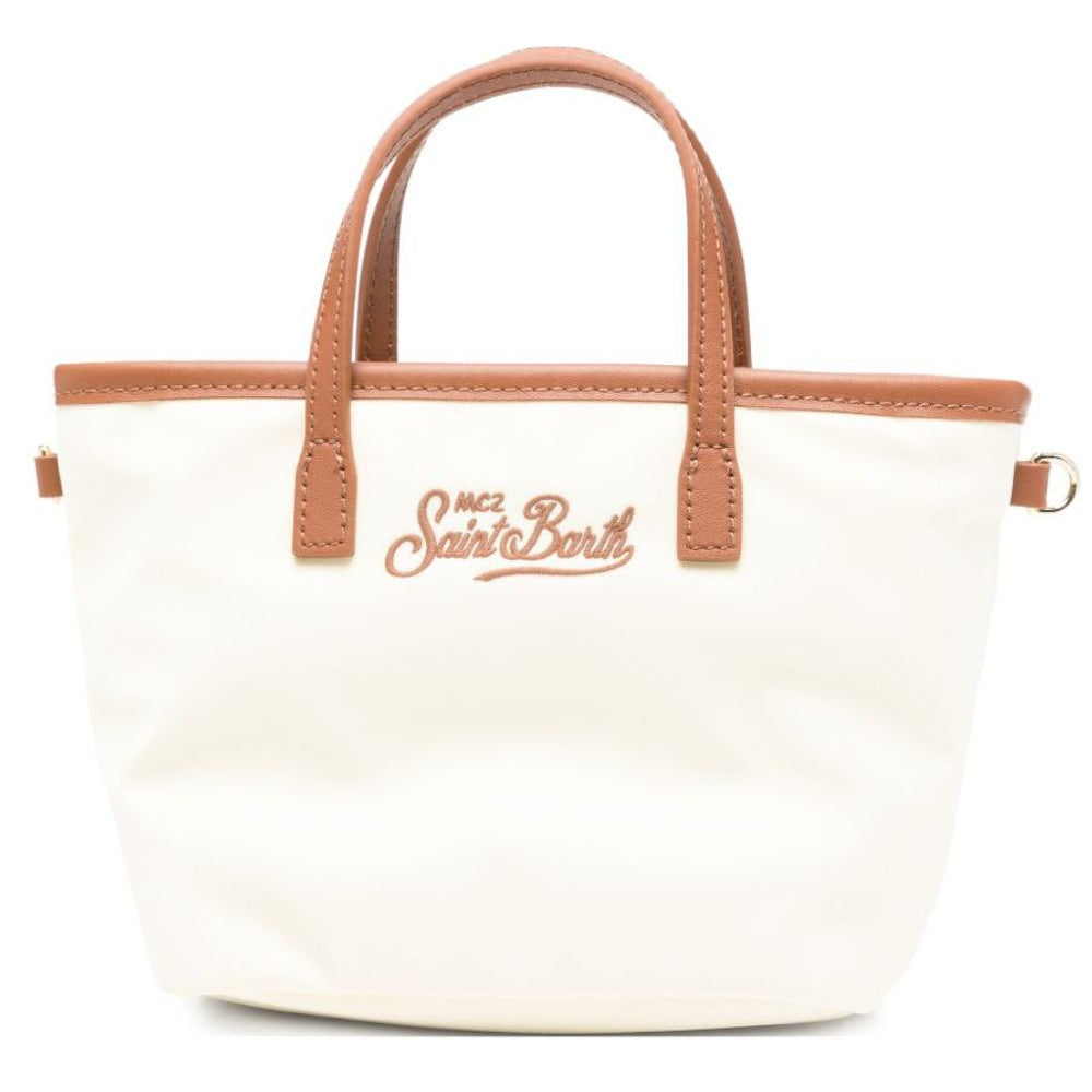 Borsa City Bag MC2 Saint Barth bianca con logo ricamato sul davanti CB0005 00478M MC2 ST. BARTH KIDS