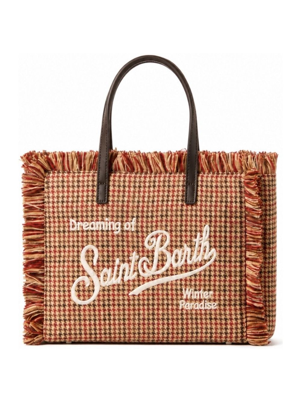 Borsa Colette MC2 St. Barth beige con motivo in pied de poule all-over COL0045 02373M MC2 ST. BARTH KIDS