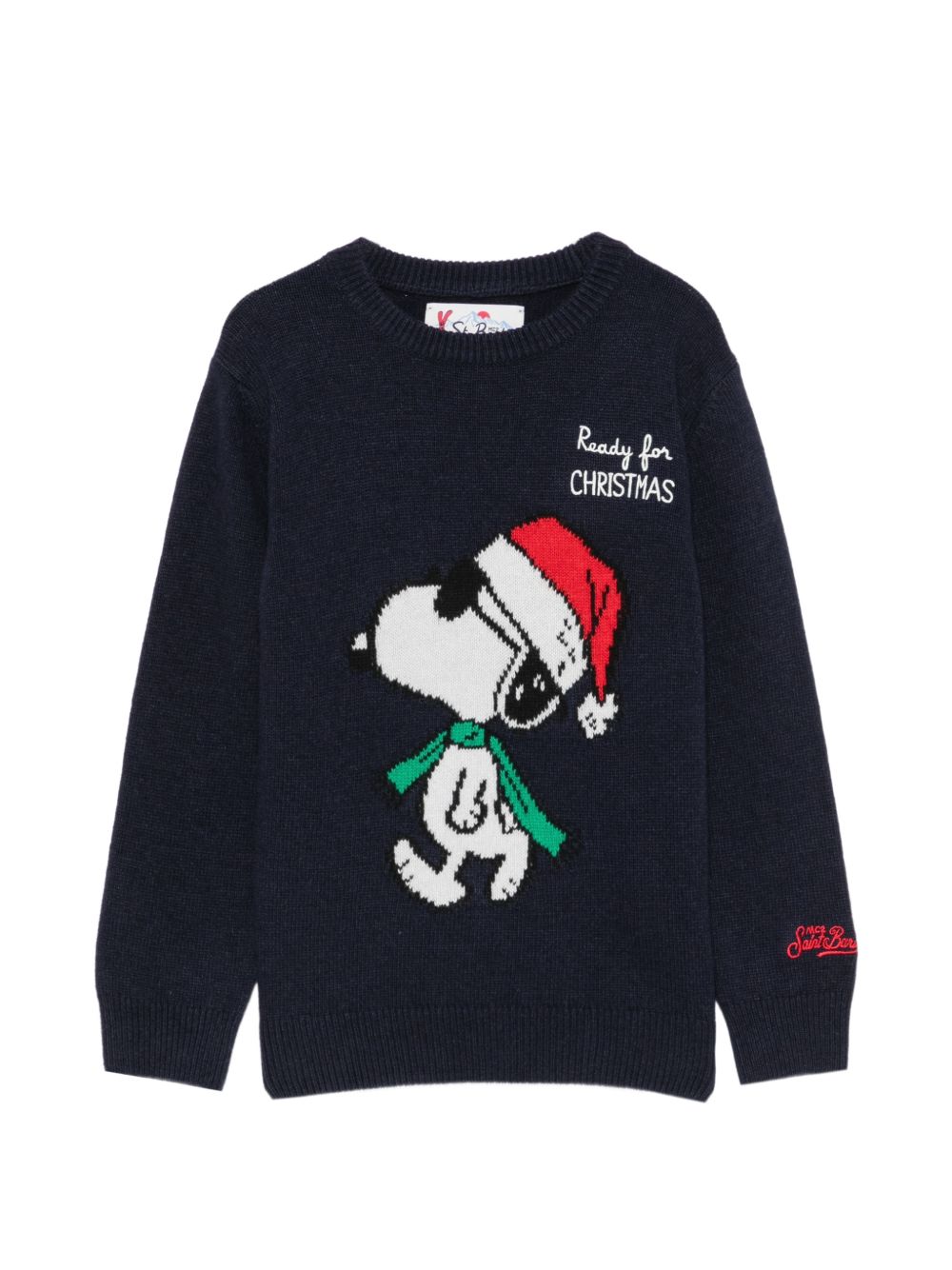 Maglione per bambino MC2 Saint Barth Kids blu navy con stampa intarsiata sul davanti DOU0001 02206M MC2 ST. BARTH KIDS