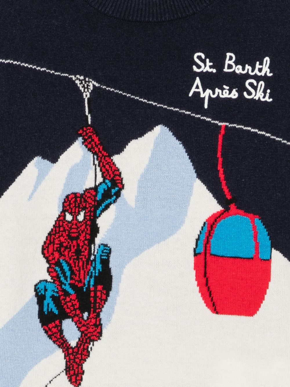 Maglione per bambino MC2 Saint Barth Kids blu navy con motivo intarsiato di Spider-Man DOU0006 00151M MC2 ST. BARTH KIDS