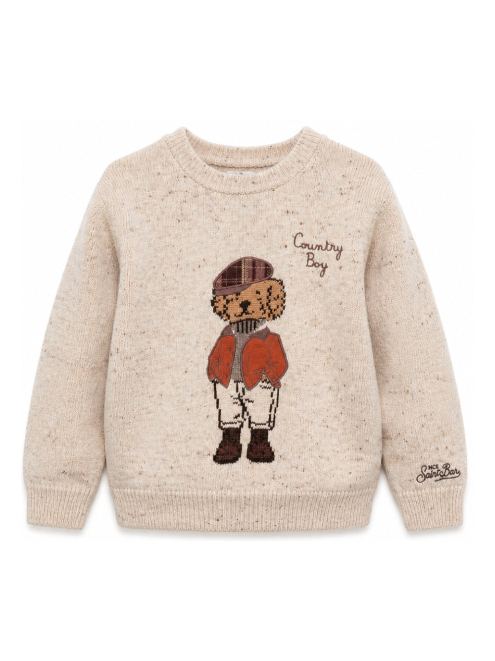 Felpa per bambino Mc2 St. Barth Kids beige con motivo a orsetto screziato DOU0022 00589M MC2 ST. BARTH KIDS