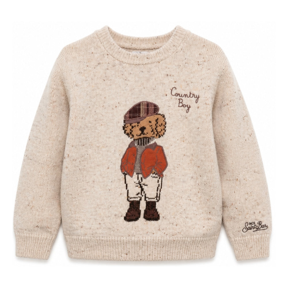 Maglione per bambino Mc2 St. Barth Kids beige con motivo a orsetto screziato DOU0022 00589M MC2 ST. BARTH KIDS