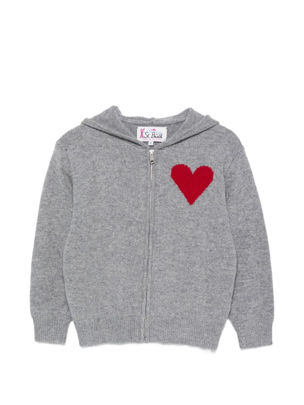 Maglione per bambina MC2 St. Barth Kids grigio con cuore ricamato sul davanti KYLA006 01587M MC2 ST. BARTH KIDS