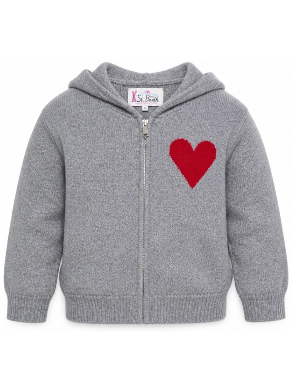 Maglione per bambina MC2 St. Barth Kids grigio con cuore ricamato sul davanti KYLA006 01587M MC2 ST. BARTH KIDS