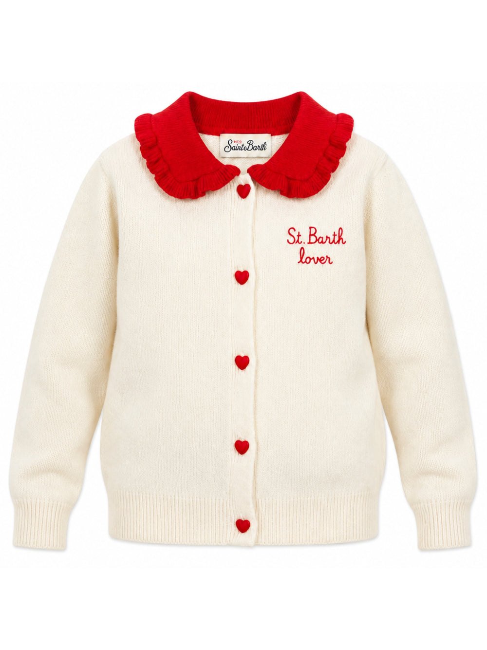 Maglione per bambina MC2 St. Barth Kids bianco con colletto smerlato ORA0001 00007M MC2 ST. BARTH KIDS
