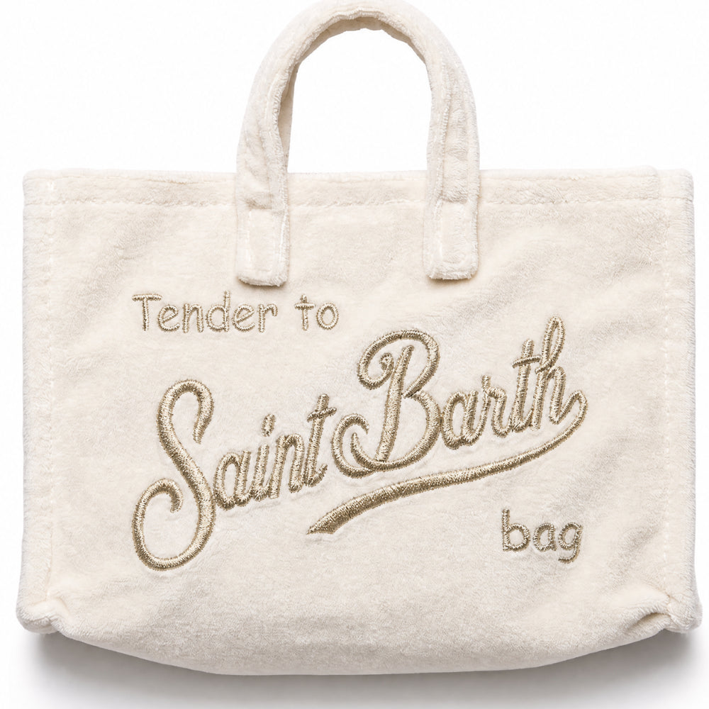 Phone Bag MC2 St. Barth bianco con logo ricamato color oro PHONE008 00172M MC2 ST. BARTH KIDS