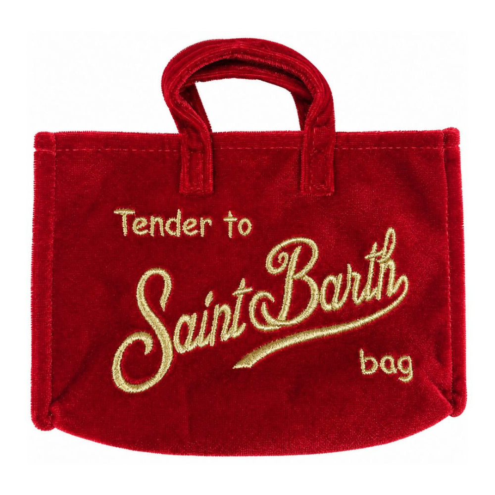 Phone Bag Velvet MC2 St. Barth rossa con logo ricamato dorato PHONE008 02543M MC2 ST. BARTH KIDS