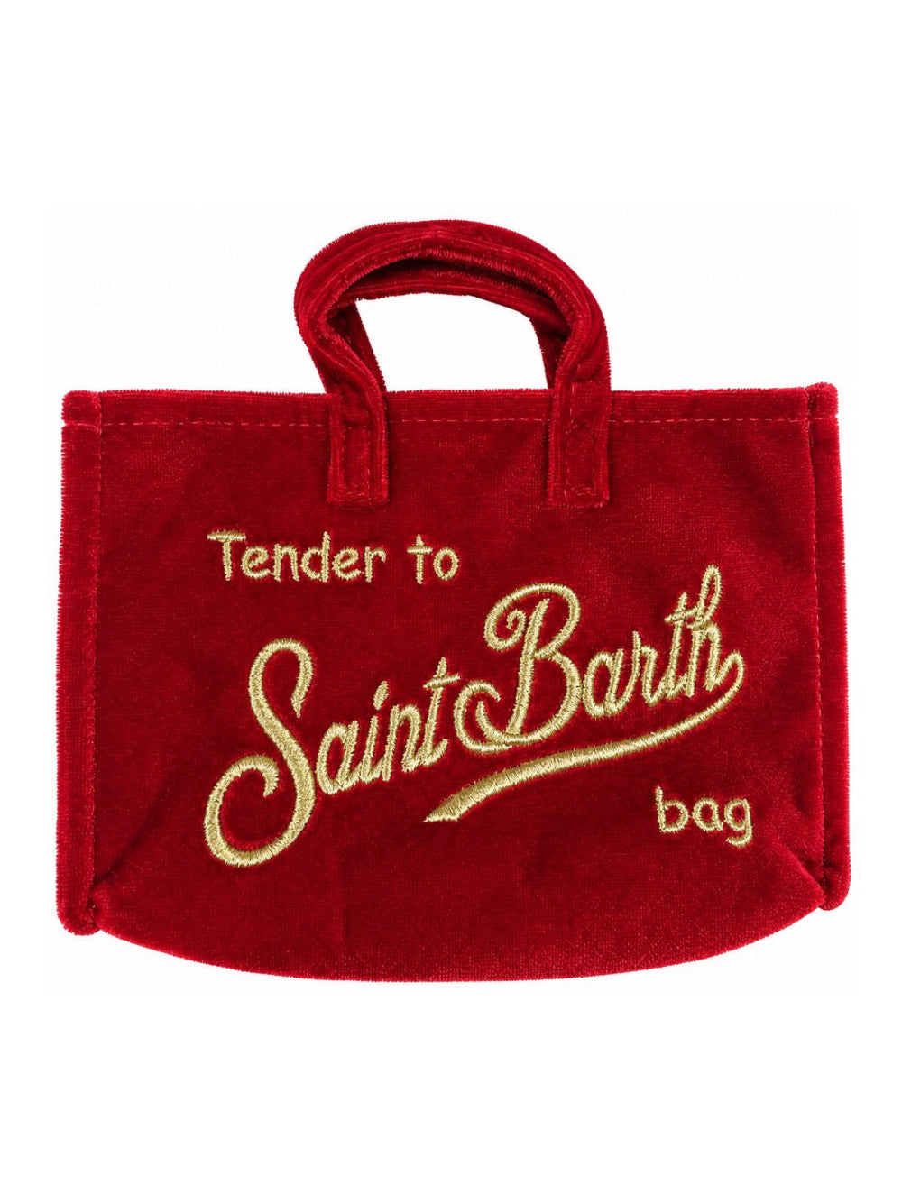 Phone Bag Velvet MC2 St. Barth rossa con logo ricamato dorato PHONE008 02543M MC2 ST. BARTH KIDS