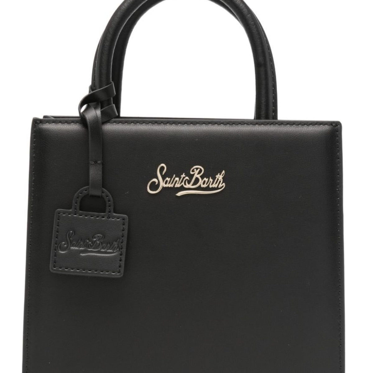 Borsa Shop Bag Mini MC2 Saint Barth nera con logo dorato sul davanti SHBM0002 00701M MC2 ST. BARTH KIDS