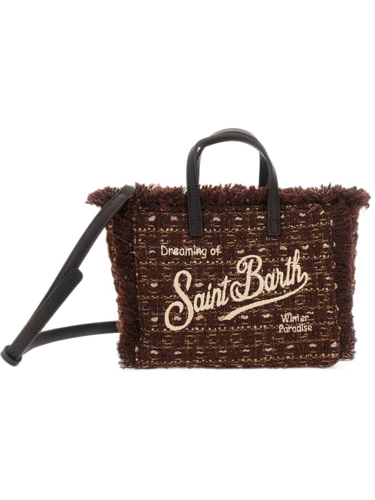 Borsa Vanity Mini MC2 Saint Barth marrone realizzata in bouclé VAMI032 04136M MC2 ST. BARTH KIDS