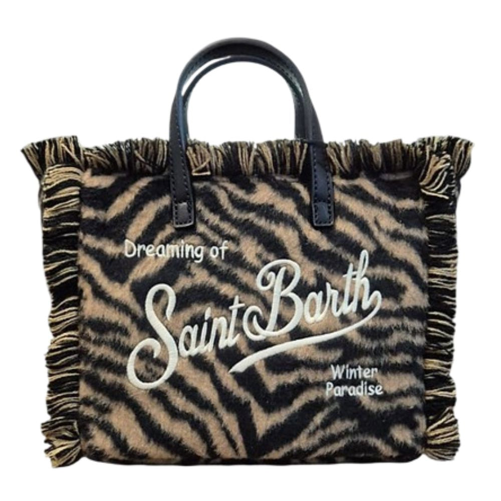 Borsa Vanity Mini Felt N MC2 St. Barth marrone con stampa grafica animalier VAMI035 00469M MC2 ST. BARTH KIDS