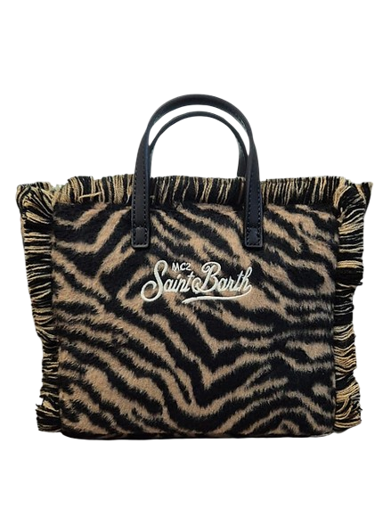 Borsa Vanity Mini Felt N MC2 St. Barth marrone con stampa grafica animalier VAMI035 00469M MC2 ST. BARTH KIDS