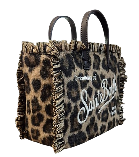 Borsa Vanity Mini Felt N MC2 St. Barth marrone con stampa grafica animalier VAMI035 00673M MC2 ST. BARTH KIDS