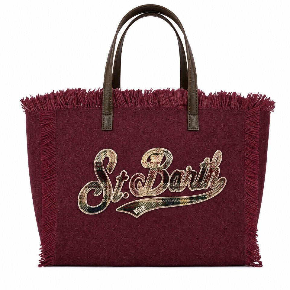 Borsa Vanity Mini Felt N MC2 St. Barth rossa con inserti con motivo tartan<BR/> VAMI035 02637M MC2 ST. BARTH KIDS