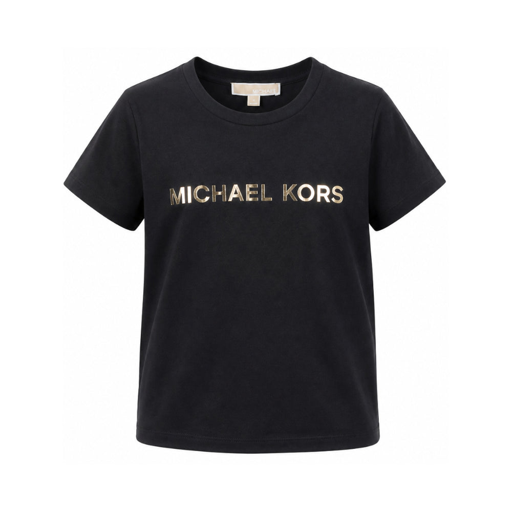 T-shirt per bambina Michael Kors nera con logo sul davanti R30603 09B MICHAEL KORS KIDS