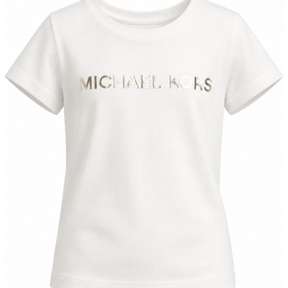 T-shirt per bambina Michael Kors bianca con logo sul davanti R30603 117 MICHAEL KORS KIDS