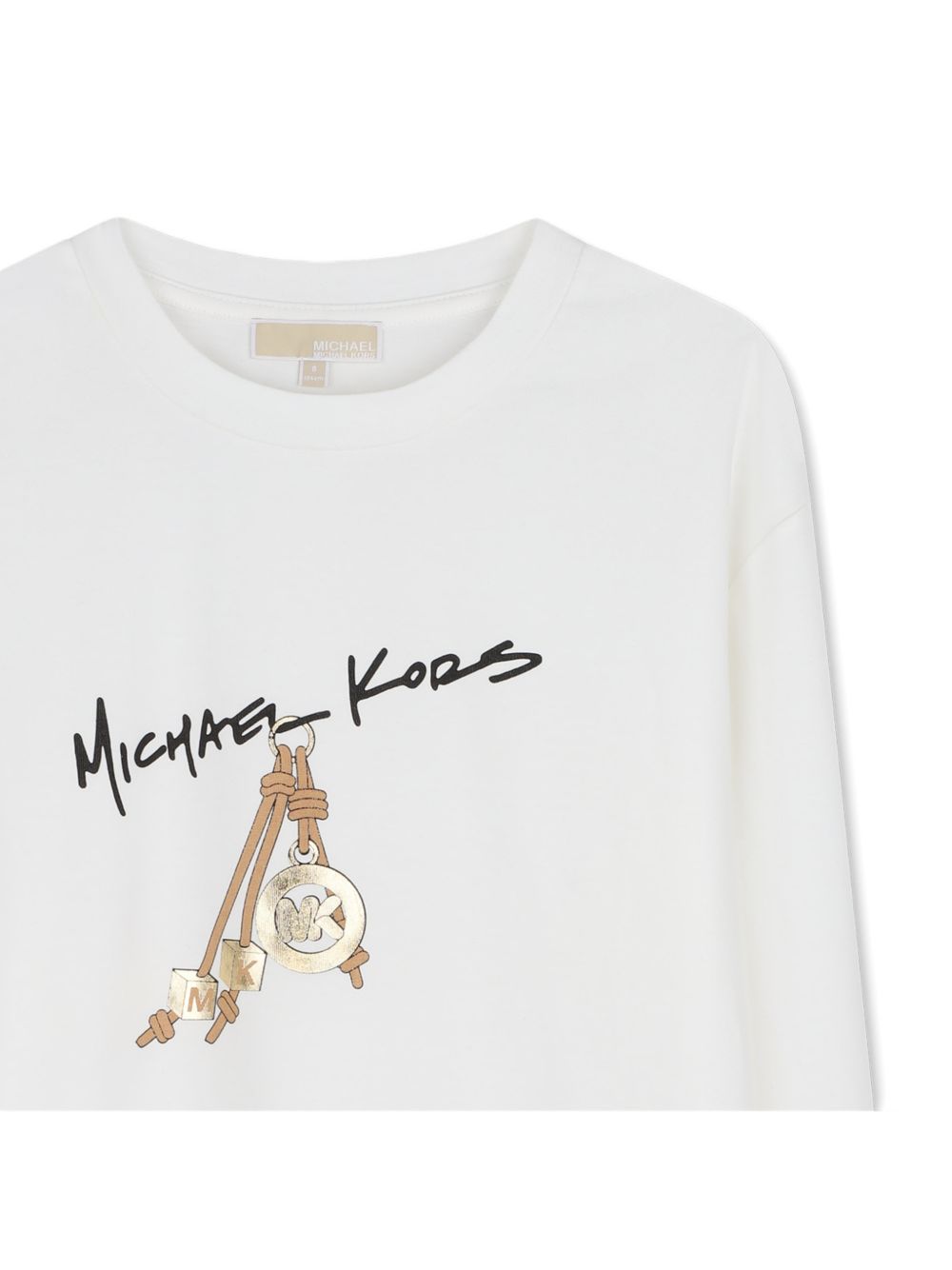 T-shirt per bambina Michael Kors bianca con stampa logo sul davanti R30684 117 MICHAEL KORS KIDS